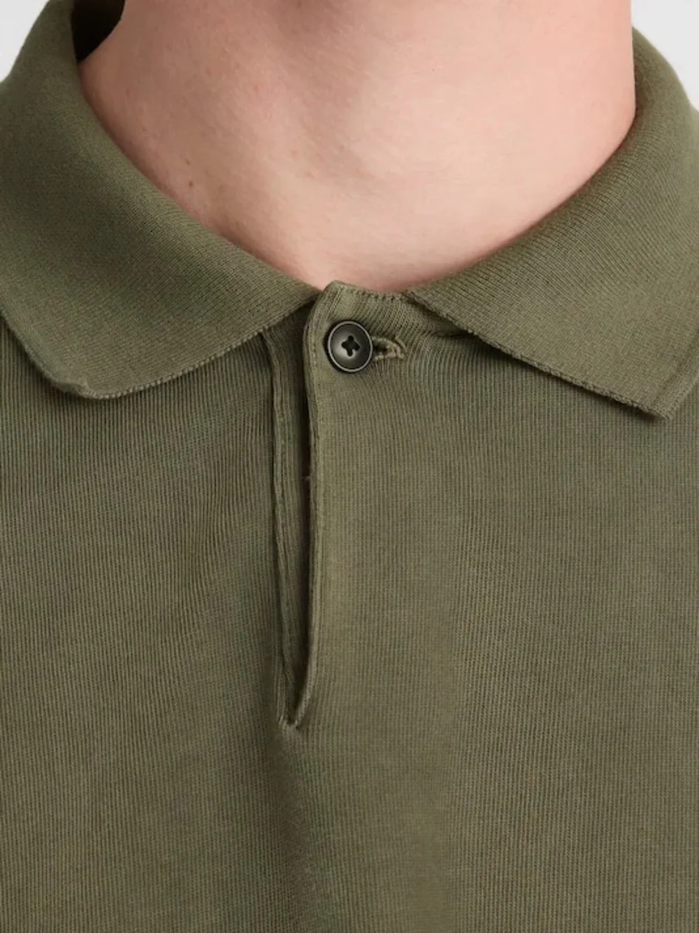 Madewell Long Sleeve Compact-Knit Polo in Olive Slate Size M $88 NZ247 - Picture 6 of 10